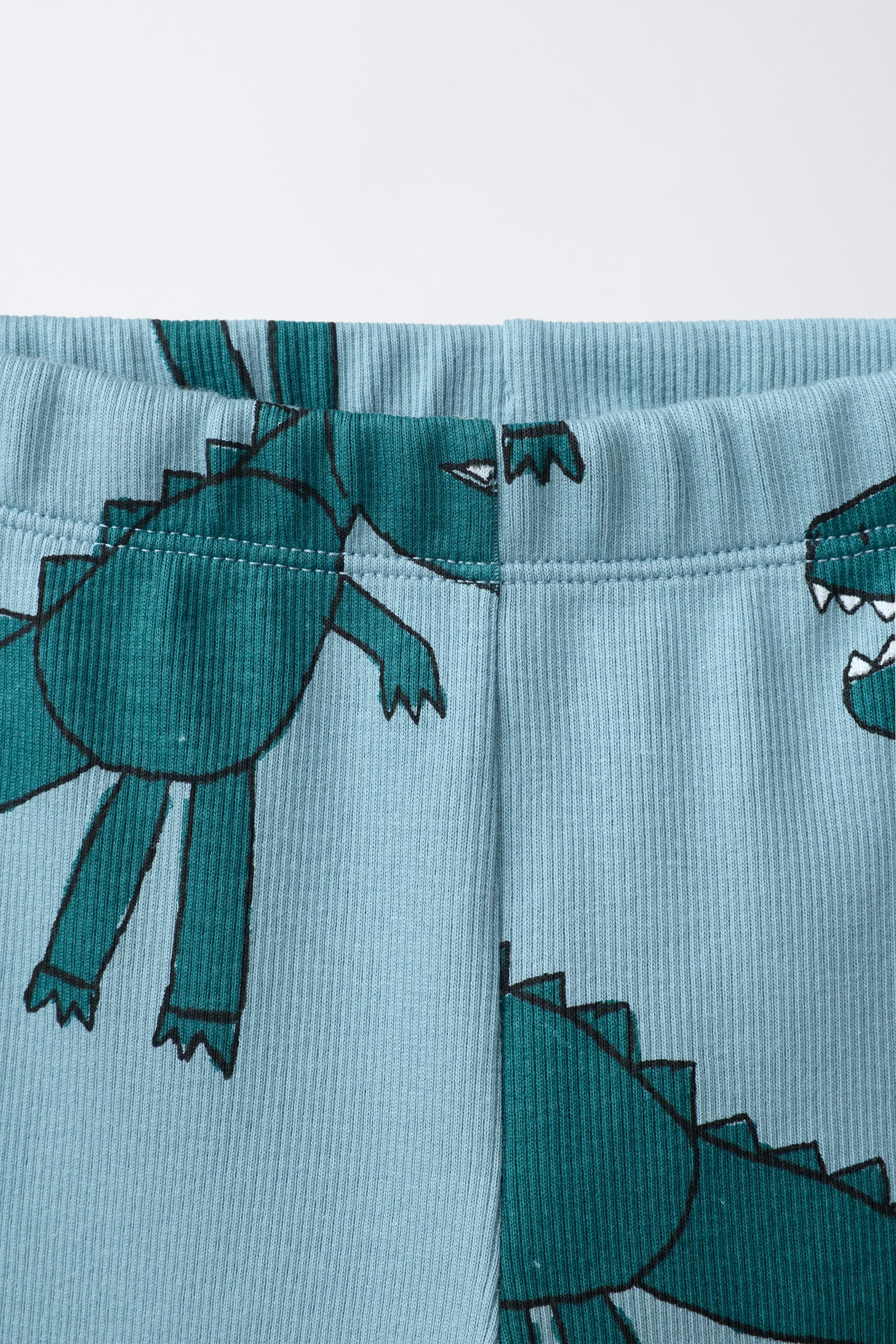 DINOSAUR PRINT RIBBED LEGGINGS